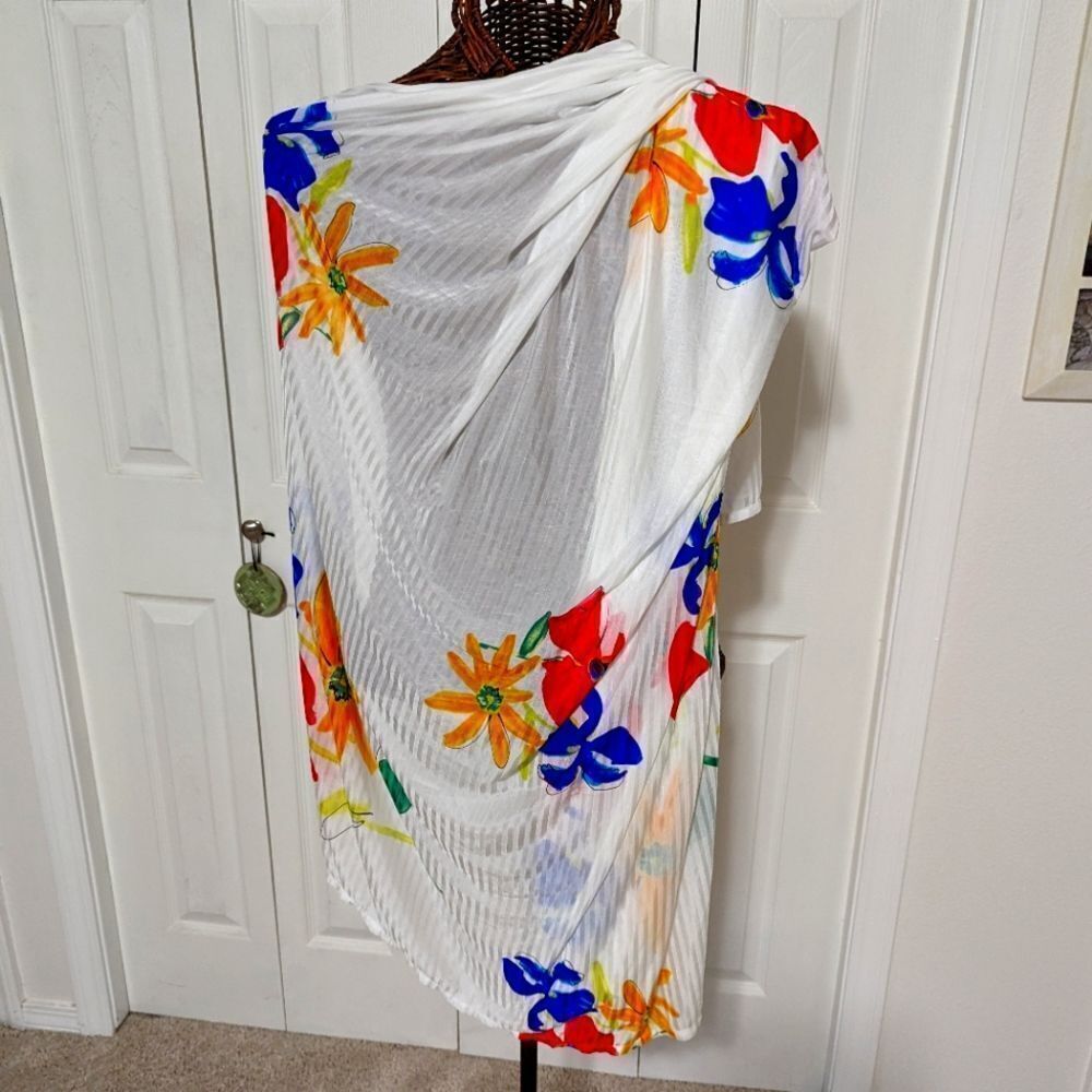 Vintage Spiegel Large Square Nylon Scarf with Bright Floral Print